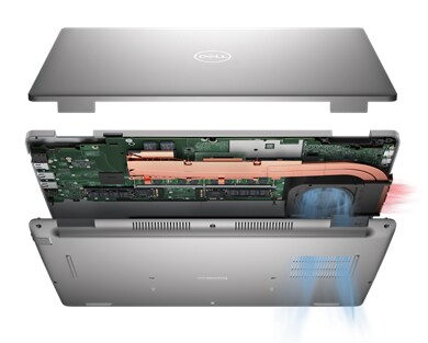 Egy szétszerelt Dell Latitude 15 5531 laptop képe, amelyen a termék belseje látható.