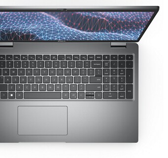 Zdjęcie notebooka Dell Latitude 15 5531 widzianego z góry, przedstawiające klawiaturę produktu.