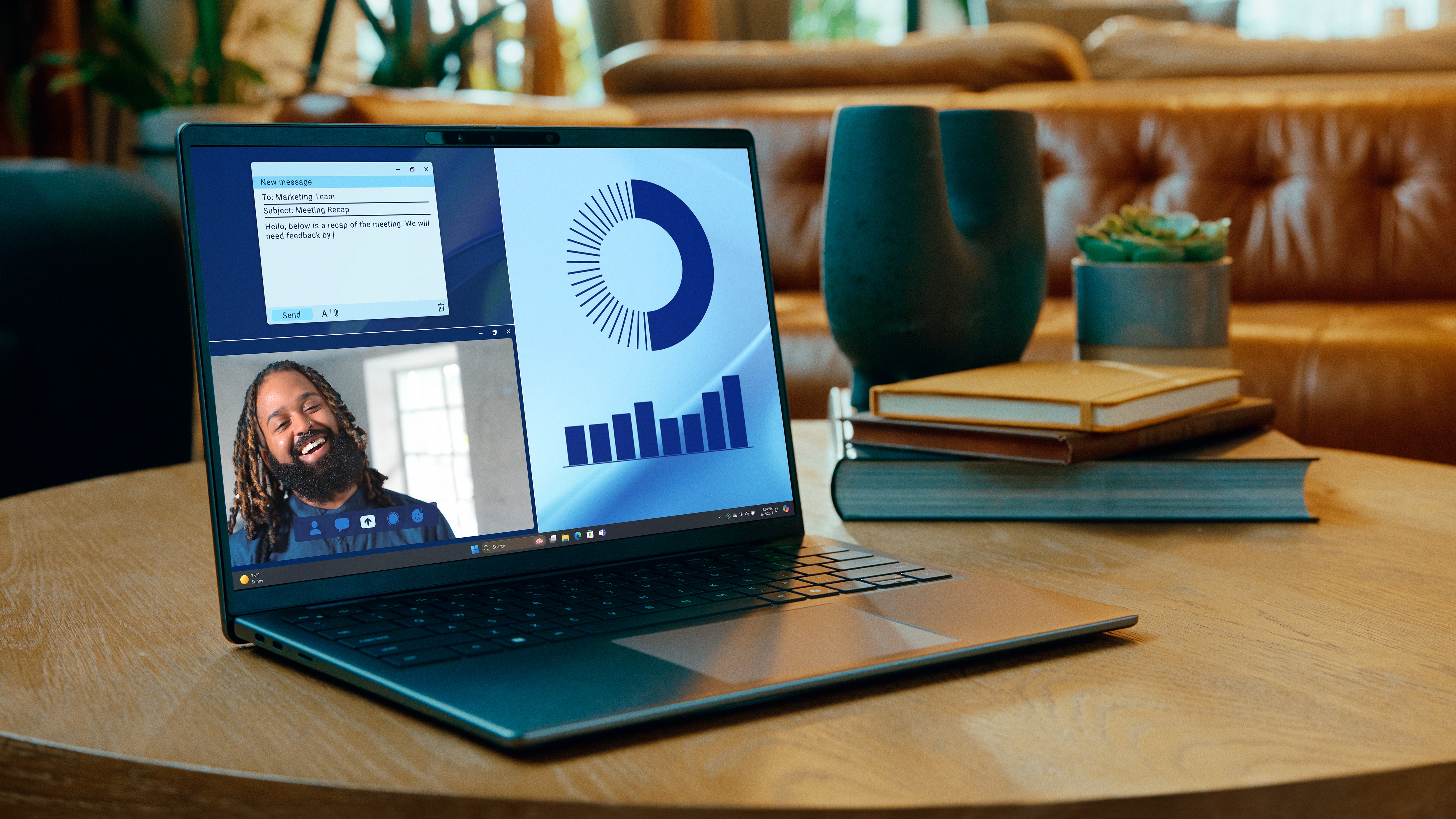 Latitude laptop displaying a productivity app.