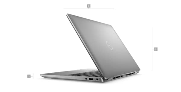 Dell Latitude 13 7340 2-in-1 Laptop with numbers from 1 to 3 showing the product dimensions and weight.