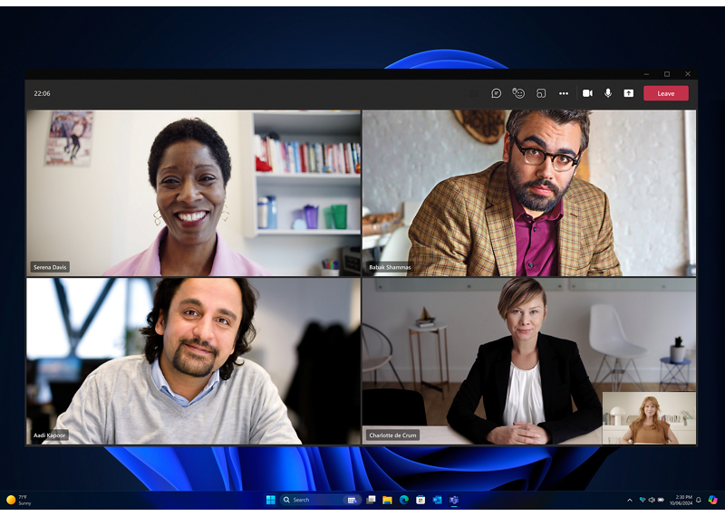 Pantalla de Windows que muestra efectos de estudio para la cámara, incluidas las opciones Luz de retrato, Luz, Desenfoque de retrato, Desenfoque estándar y Filtro creativo.