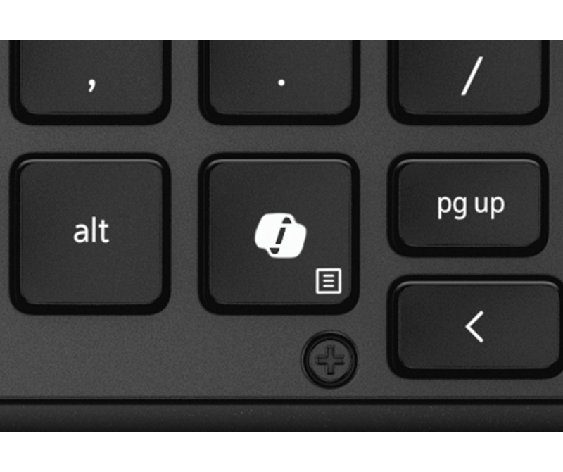 Primer plano del teclado Rugged, mostrando la tecla de hardware Copilot.