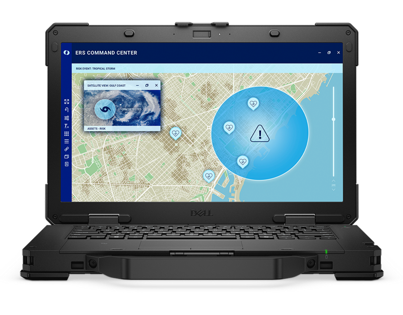 Dell Pro Rugged 14 con software de mapas en pantalla