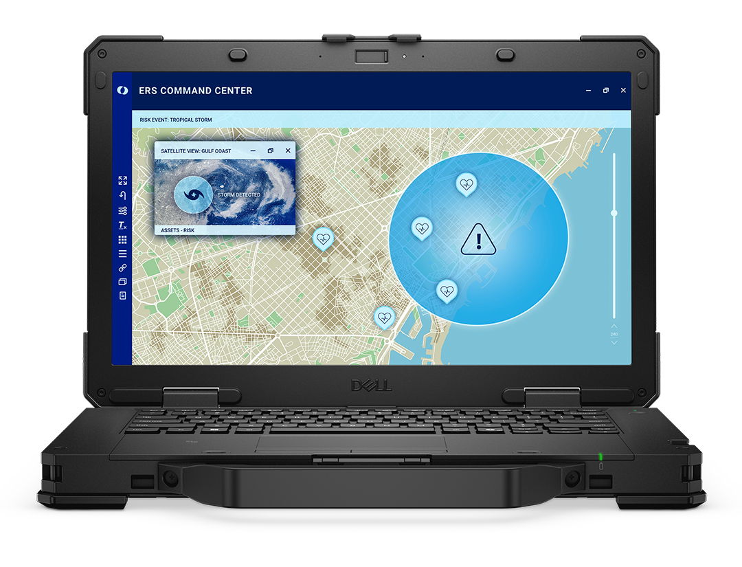 Dell Pro Rugged 14 with mapping software on screen