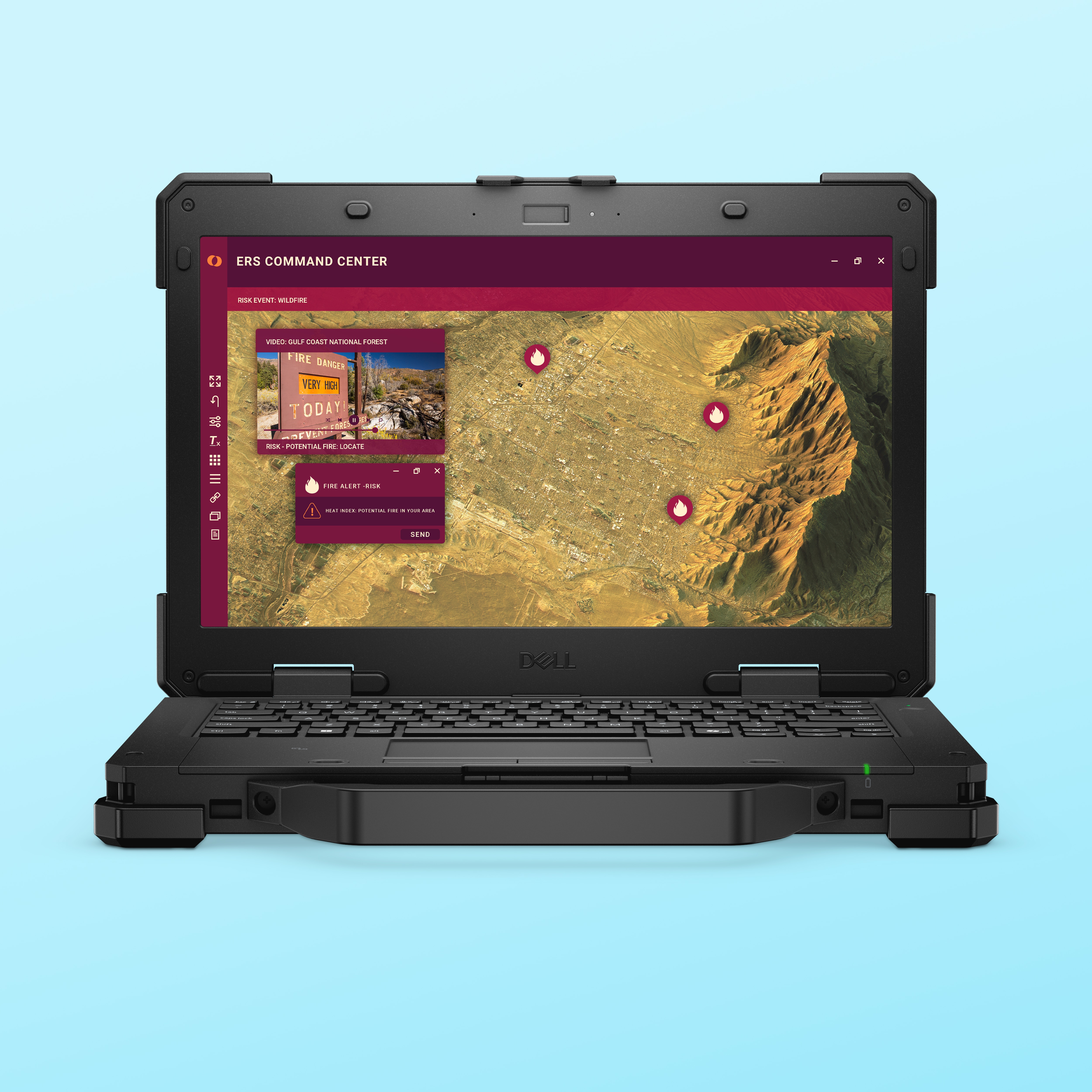 Dell Pro Rugged 14 with mapping software on screen