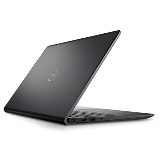 Zdjęcie otwartego notebooka Dell Vostro 15 3525 ustawionego tyłem, z widocznym logo firmy Dell.