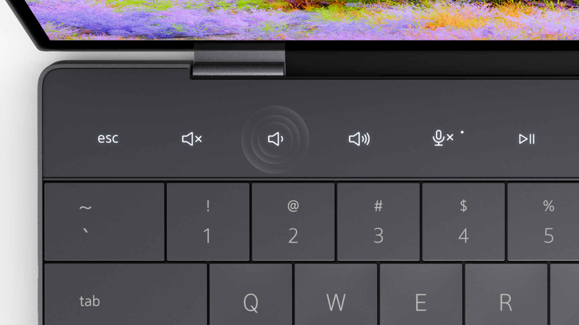 A close-up image of the XPS laptop keyboard touch function keys.