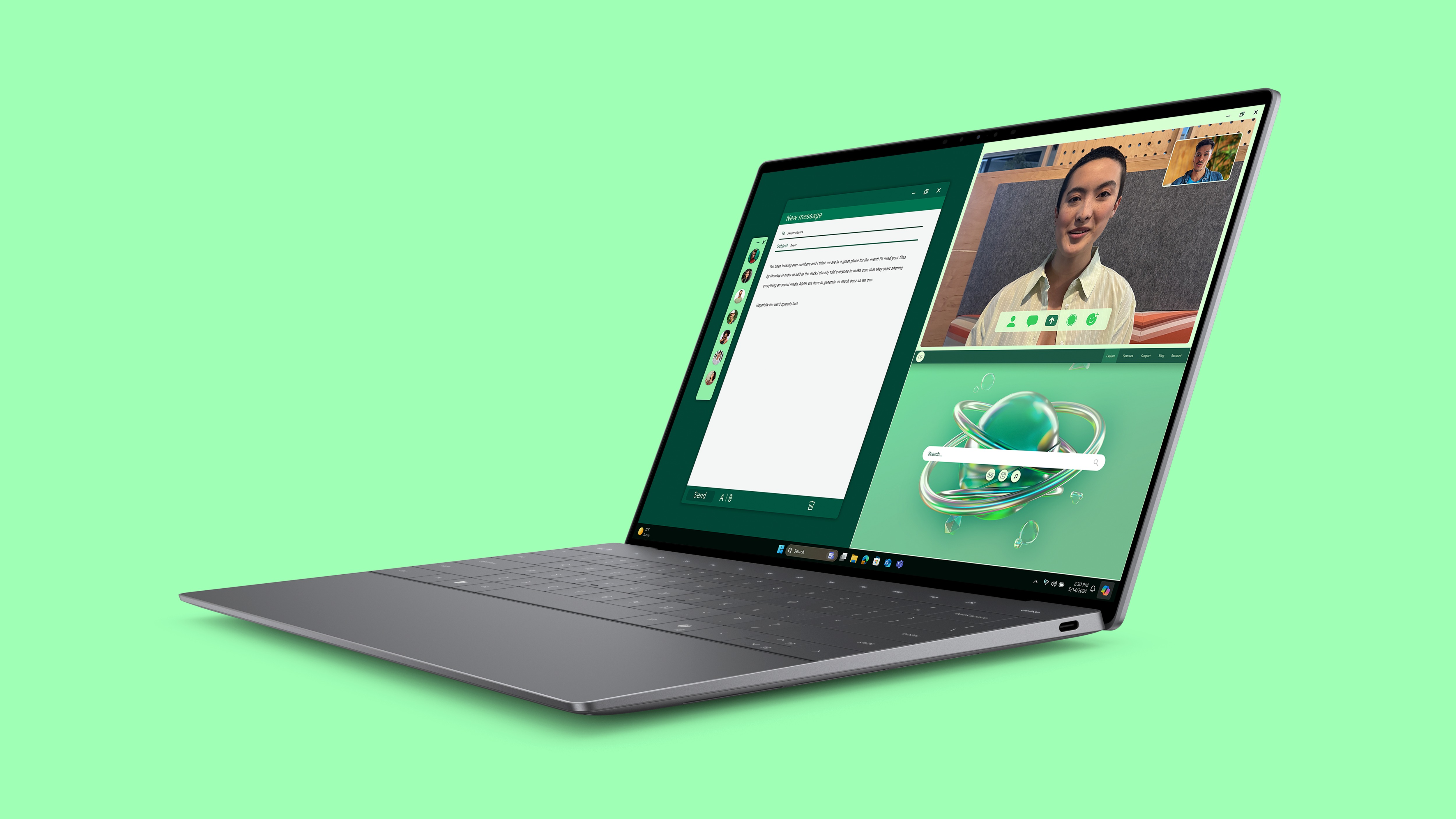 XPS 13 laptop displaying a productivity app.