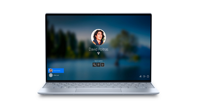 Zdjęcie notebooka Dell XPS 13 9315 z opcjami logowania na ekranie.