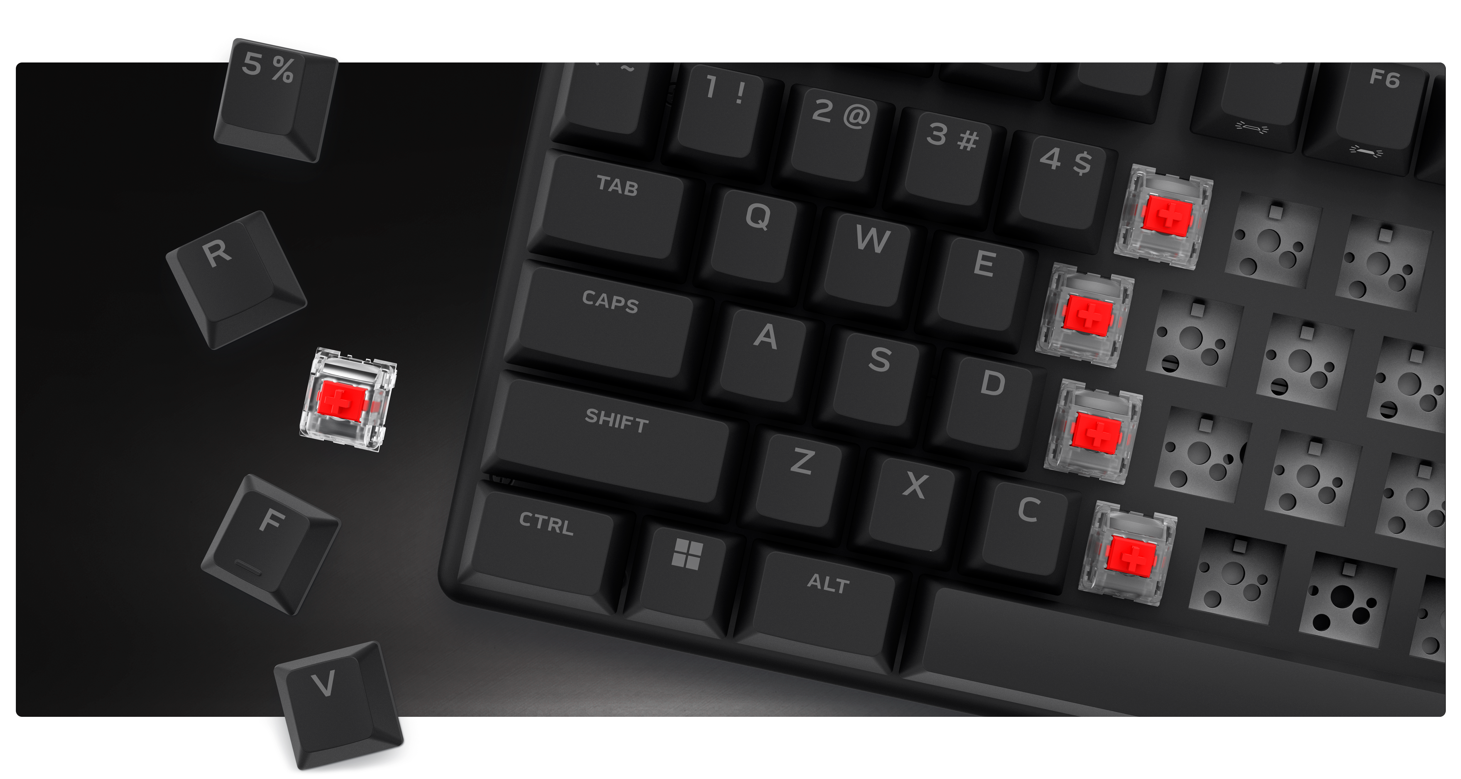 Rozłożona bezprzewodowa klawiatura dla graczy Dell Alienware Pro.