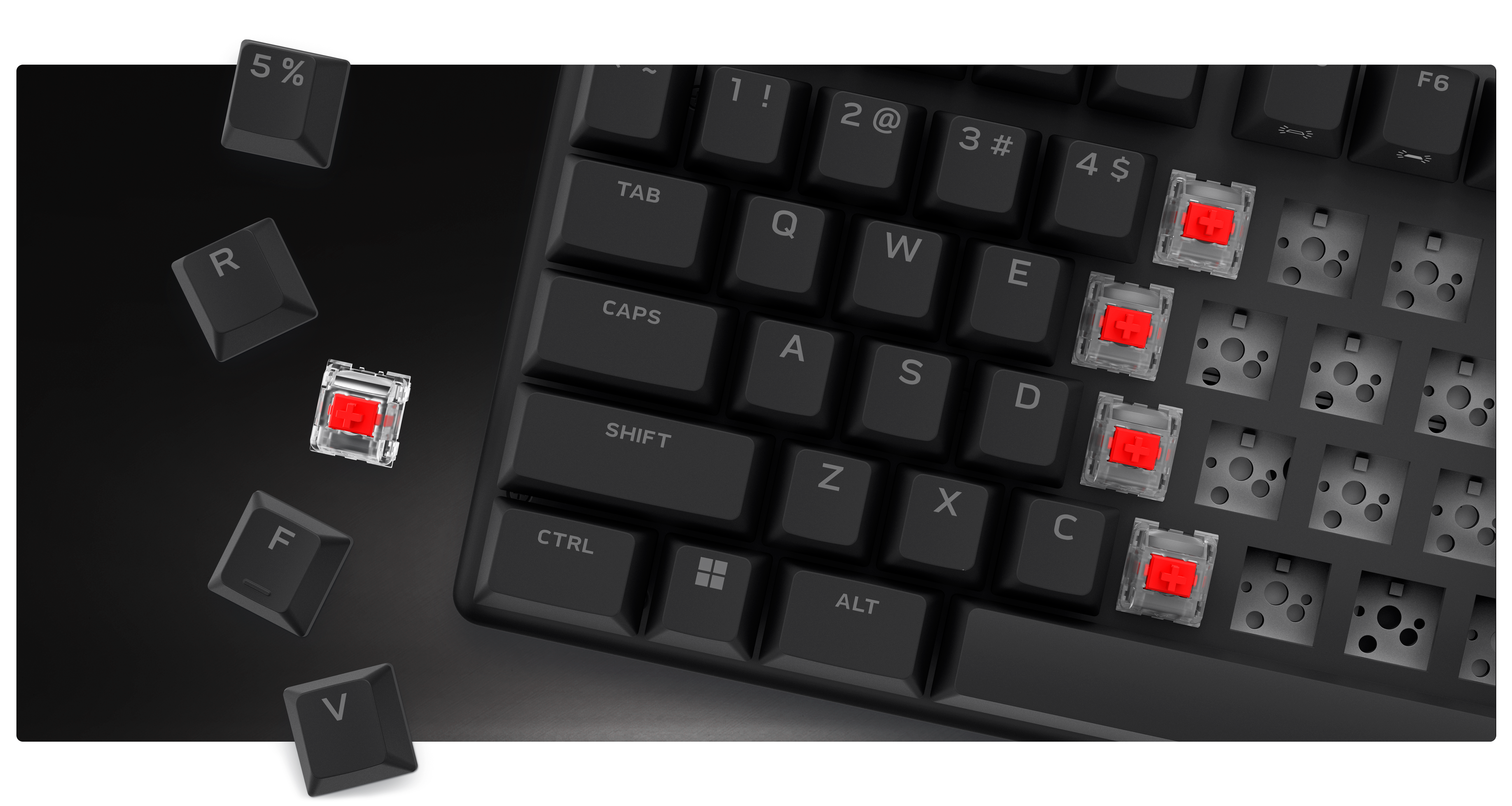 Clavier gaming sans fil Alienware Pro Dell démonté.