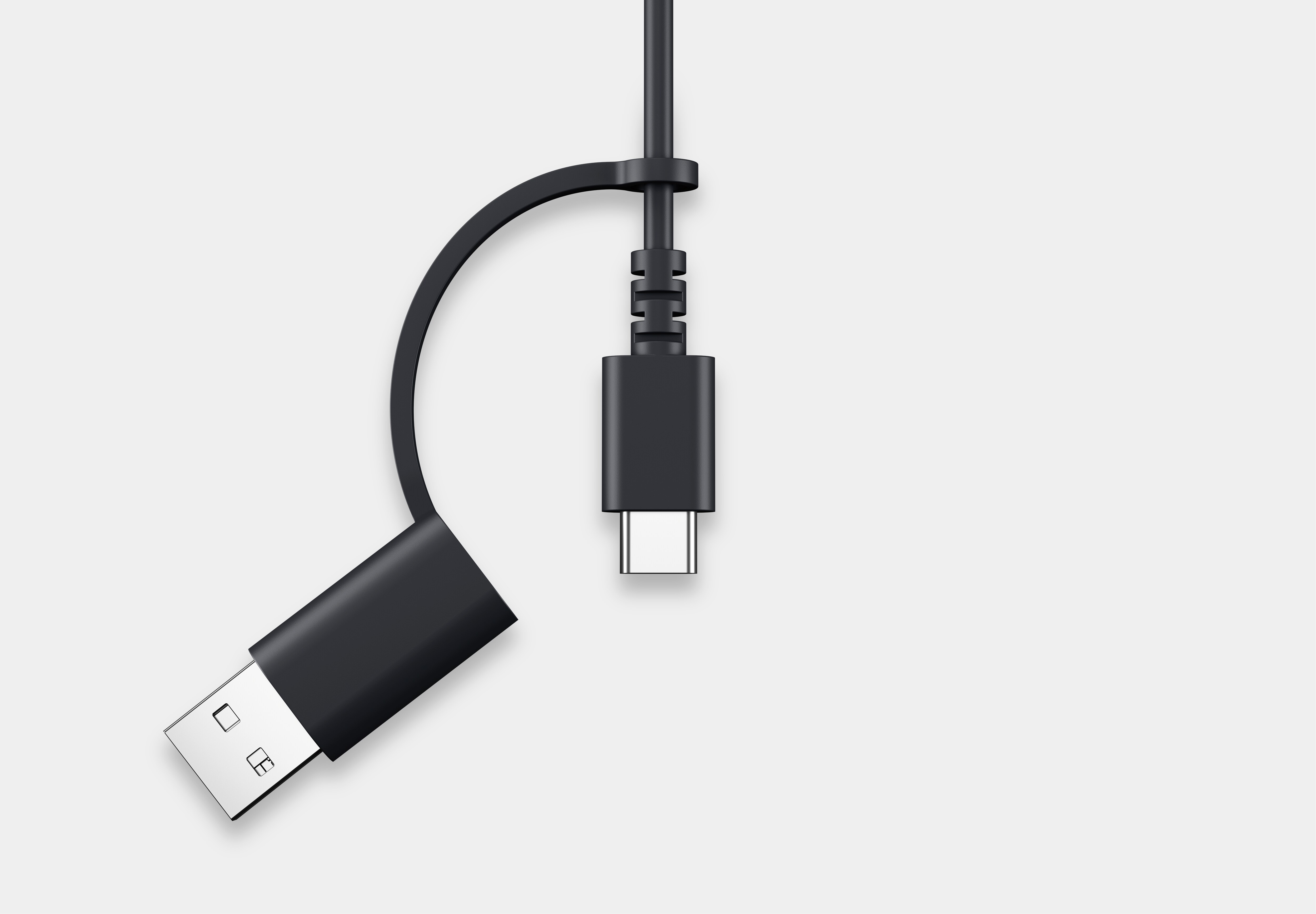 纜線末端顯示 USB-C 和 USB-A 連線選項的影像。