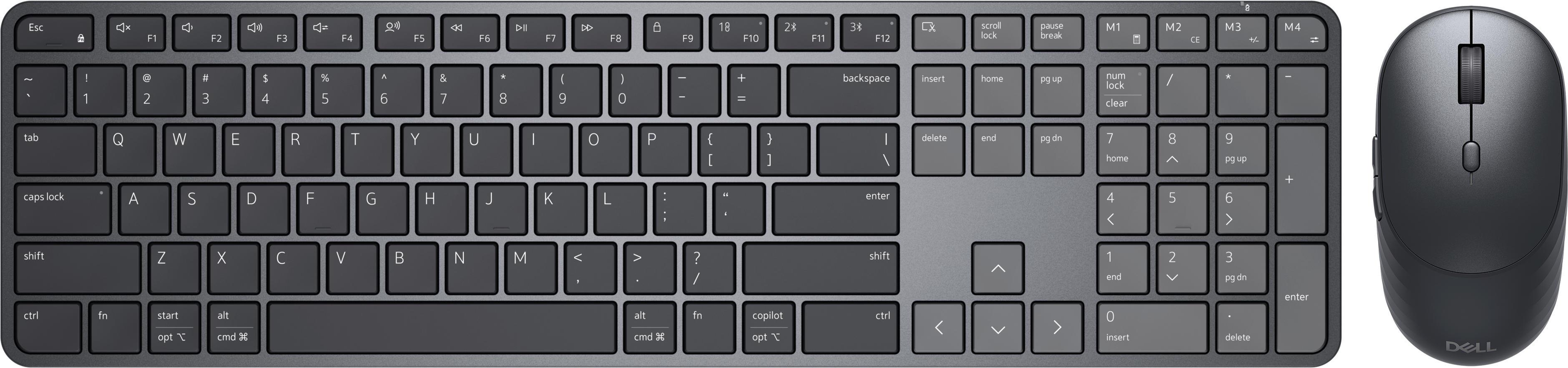 View top-down Dell Pro 7 Slim Keyboard and Mouse - KM726