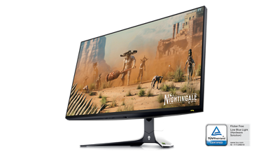 Picture of a Dell Alienware AW2723DF Gaming Monitor with a game image on the screen.