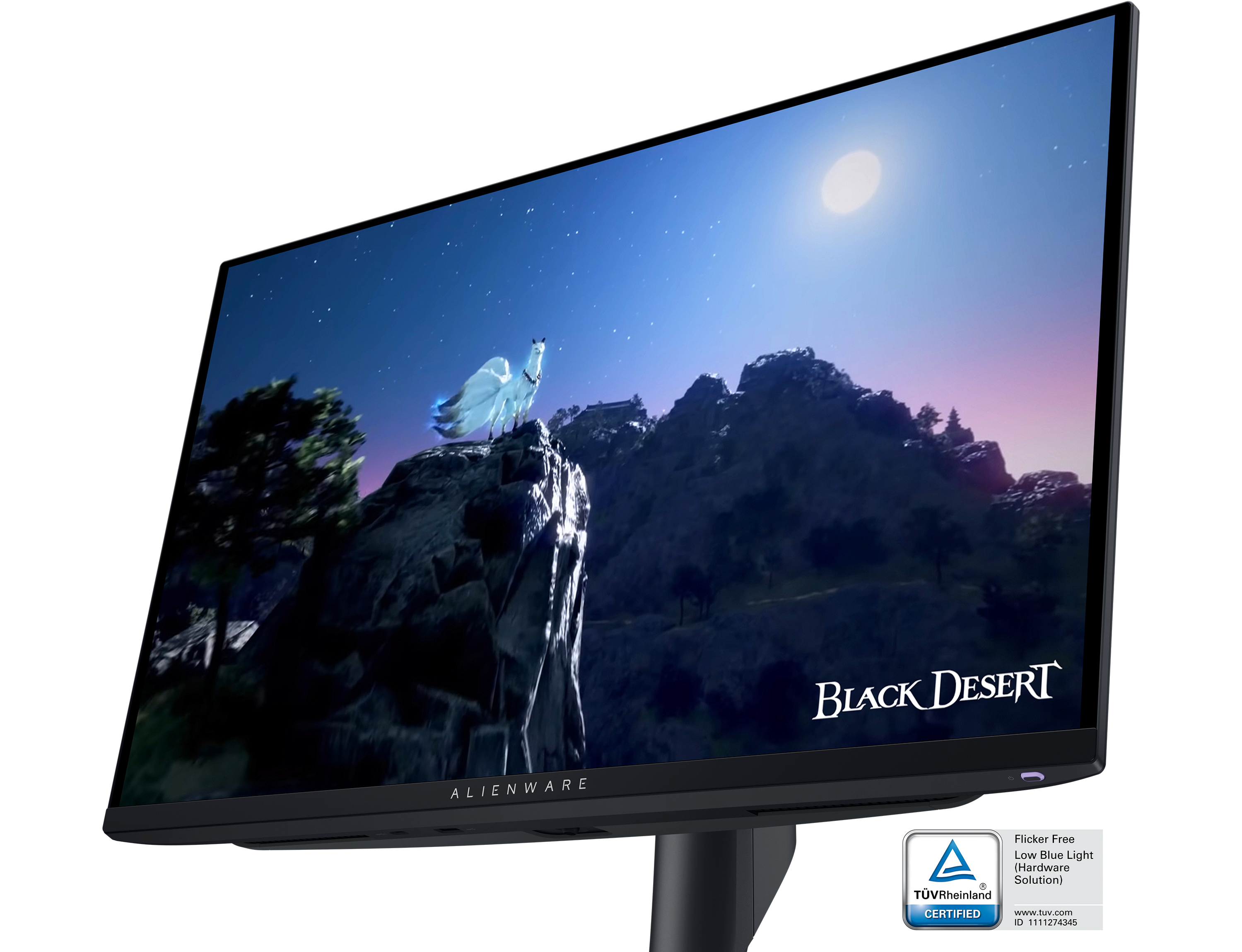 Dell AW2725DF Gaming Monitor with a Black Desert game image on the screen.