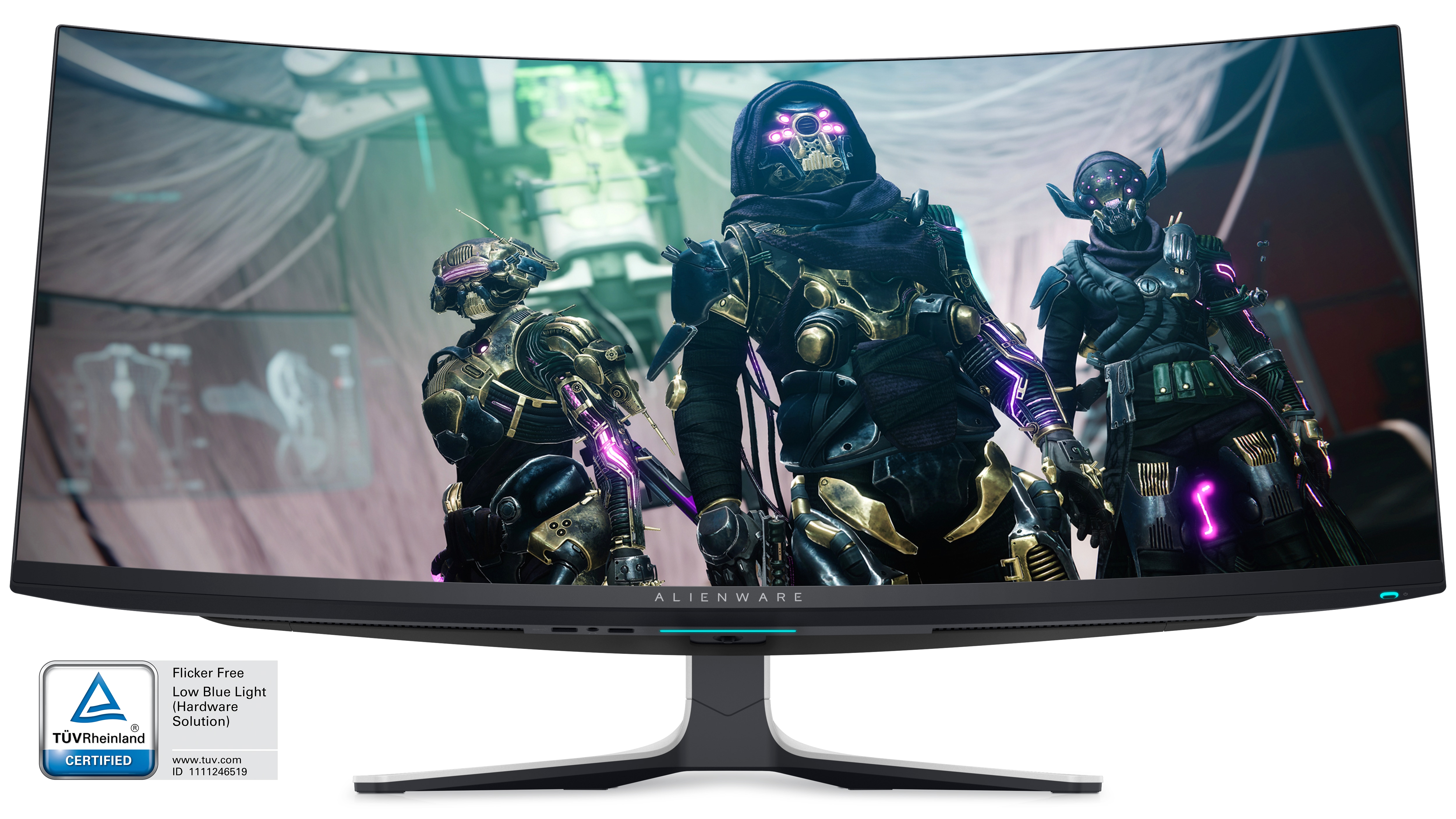 Picture of a Dell Alienware AW3423DW Monitor with a game image on the screen.