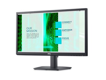 Imagen de un monitor Dell E2223HV con fondo verde y blanco en la pantalla.