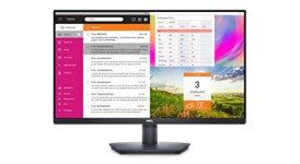 Pano, e-posta gelen kutusu ve ekranda sıcaklık ve tarih ile Dell SE2723DS Monitörün resmi.
