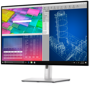 Ekranda açılan 3 farklı yazılım ile beyaz arka planda Dell UltraSharp U3023E Monitörün resmi.