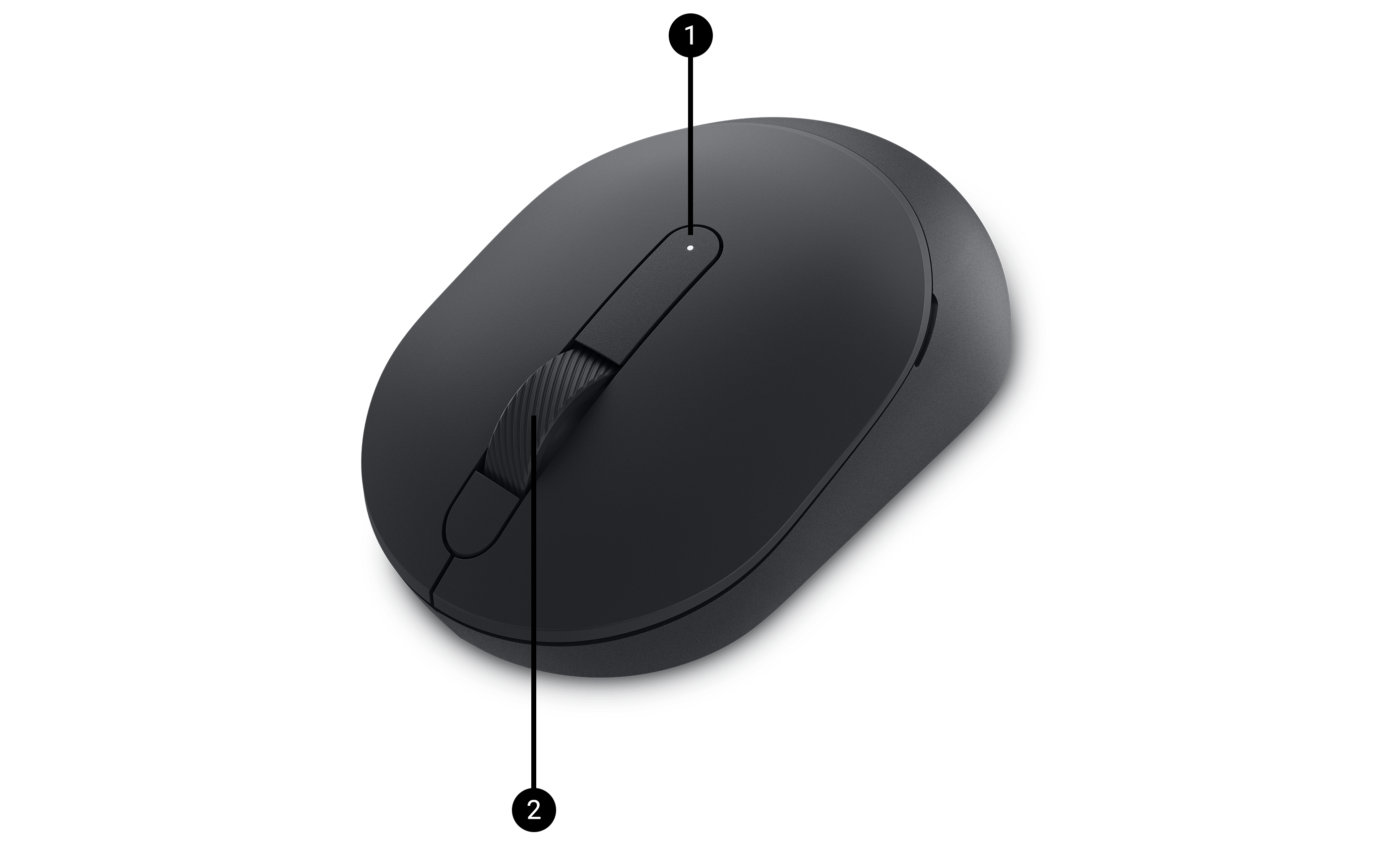 The silent mouse with labels noting