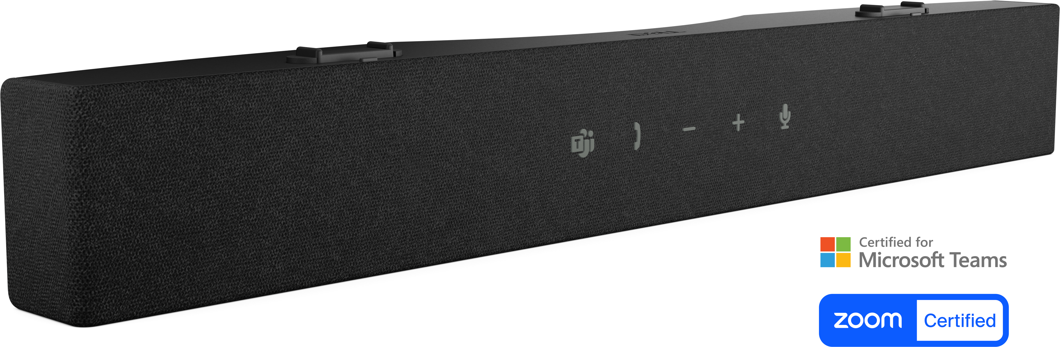 Listwa dźwiękowa Dell wraz z certyfikowanymi logo Zoom i Microsoft Teams
