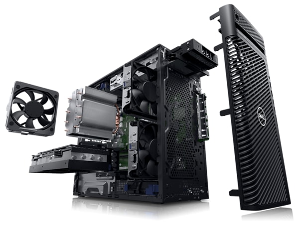 Picture of a dismantled Dell Precision 3660 Tower Workstation showing the product inside.