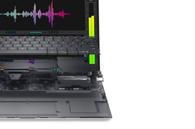 Picture of a dismantled Dell Precision 14 5470 Mobile Workstation showing the product keyboard inside