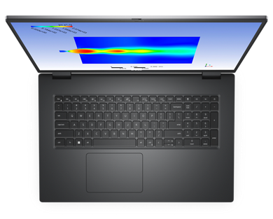 Picture of a Dell Precision 17 7770 Mobile Workstation seen from above showing the product design.