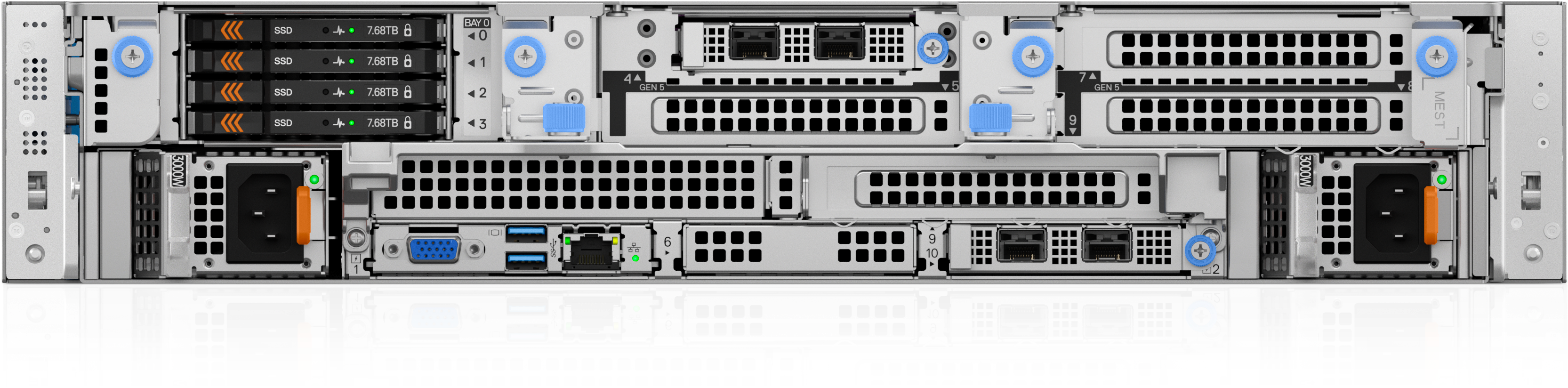 View rear-facing PowerEdge R570 Rack Server with Bezel