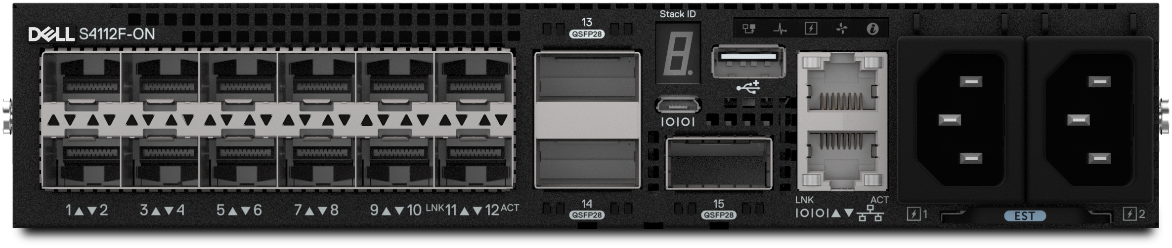 View forward-facing S4112F-ON Networking Switch