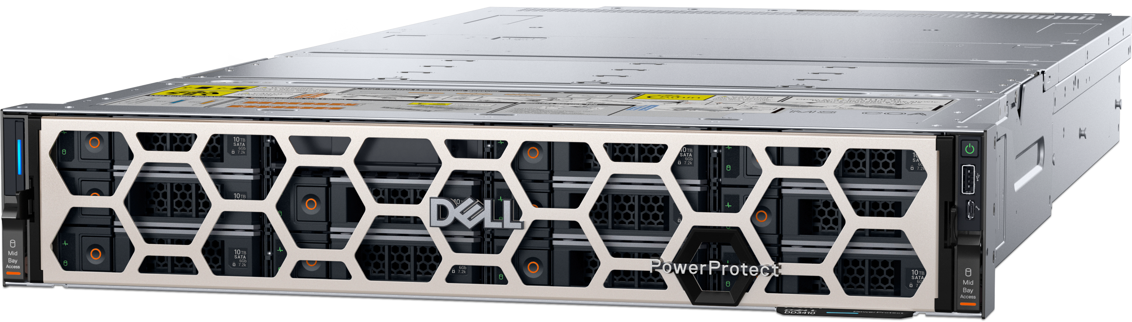 View left-facing Dell PowerProtect Data Domain DD3410