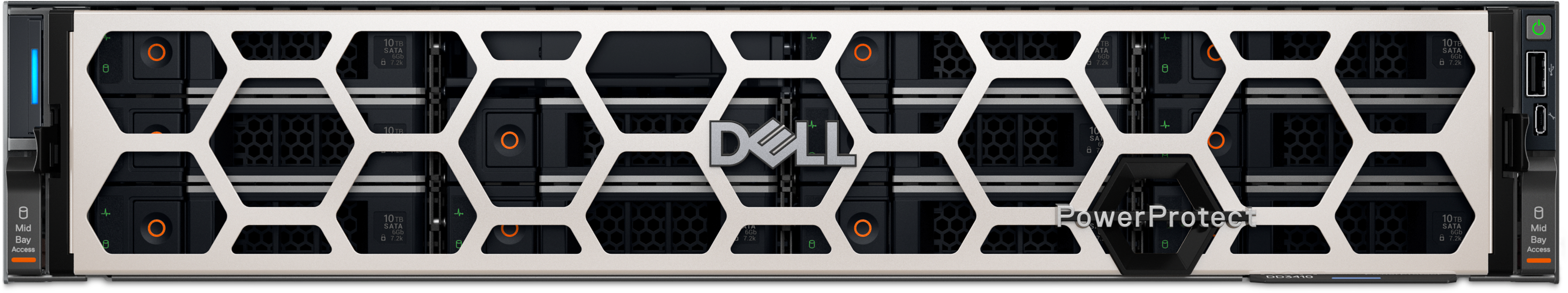 View forward-facing Dell PowerProtect Data Domain DD3410