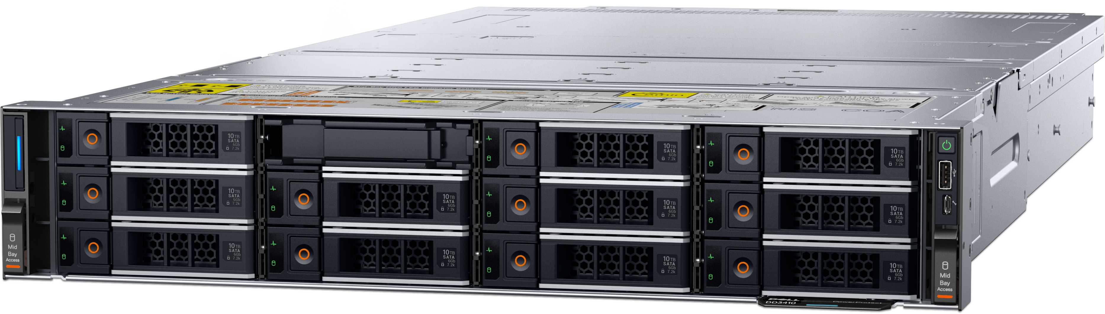 View left-facing Dell PowerProtect Data Domain DD3410