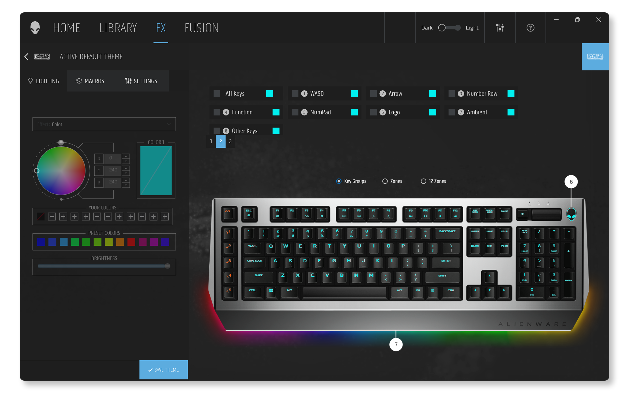 Customize keyboard lights with AlienFX