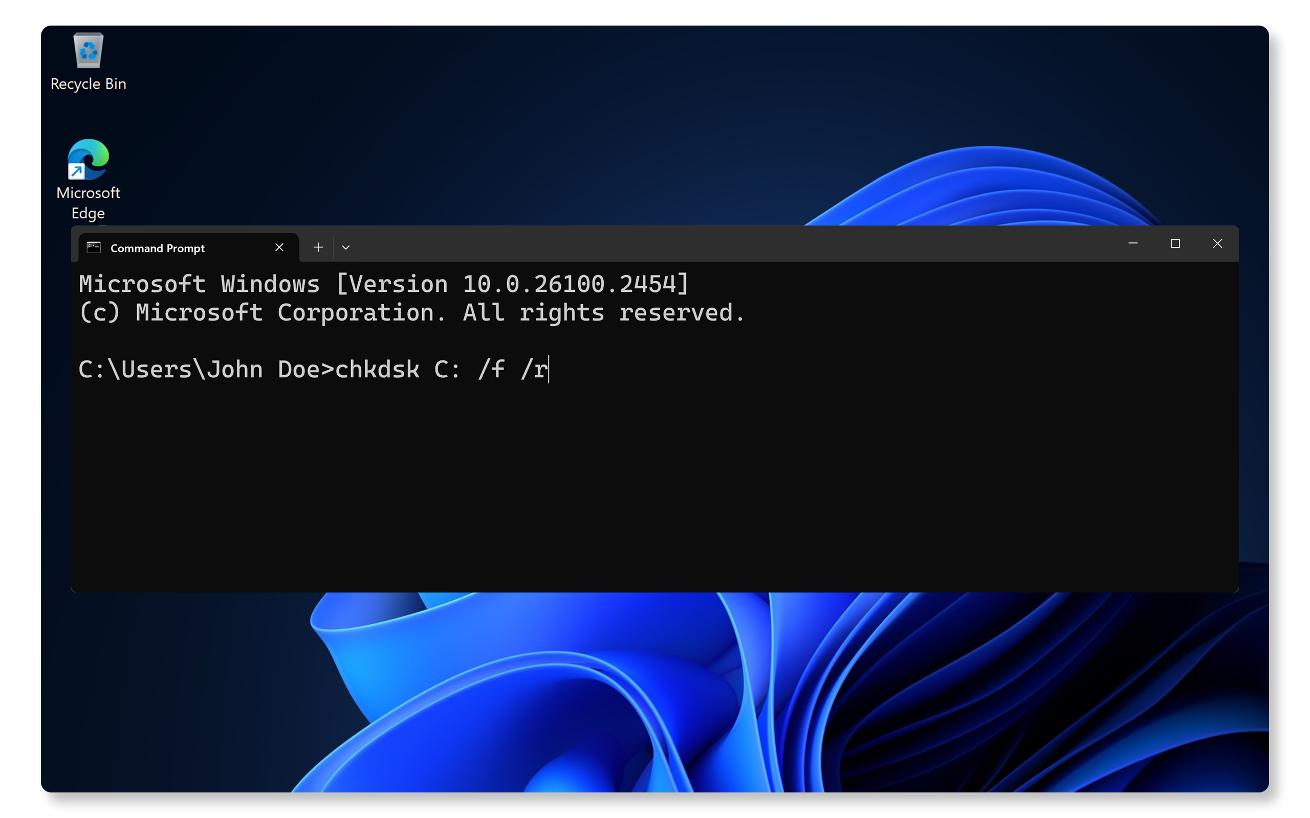 Chkdsk using command prompt