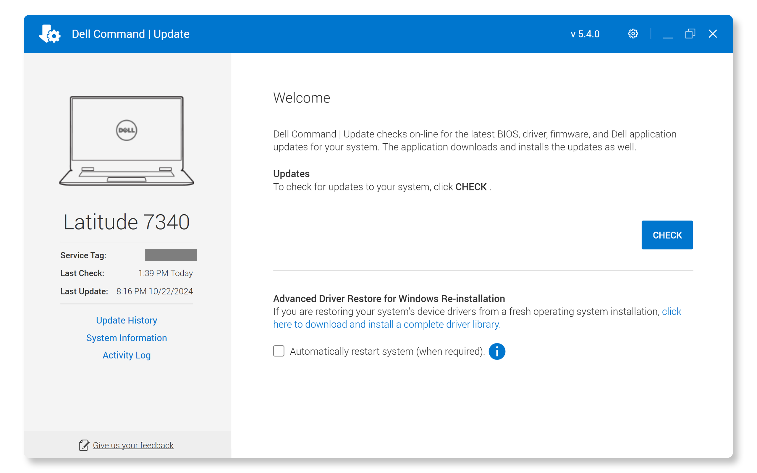 Update BIOS using Dell Command Update