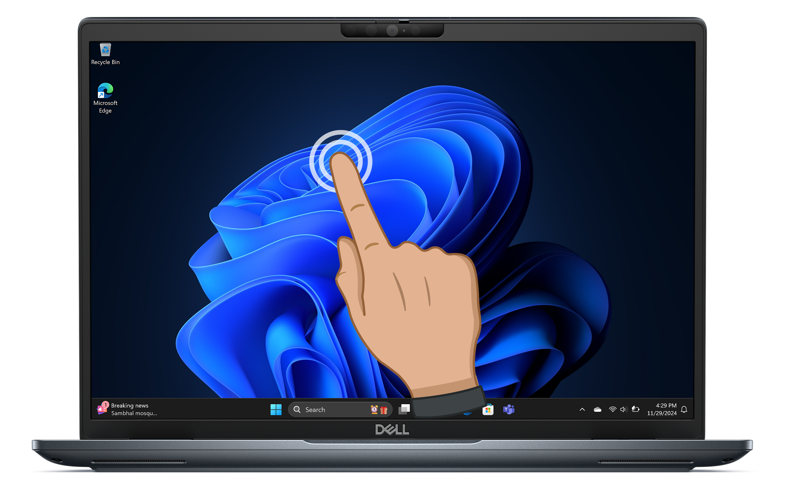Toque o presione la pantalla de la laptop