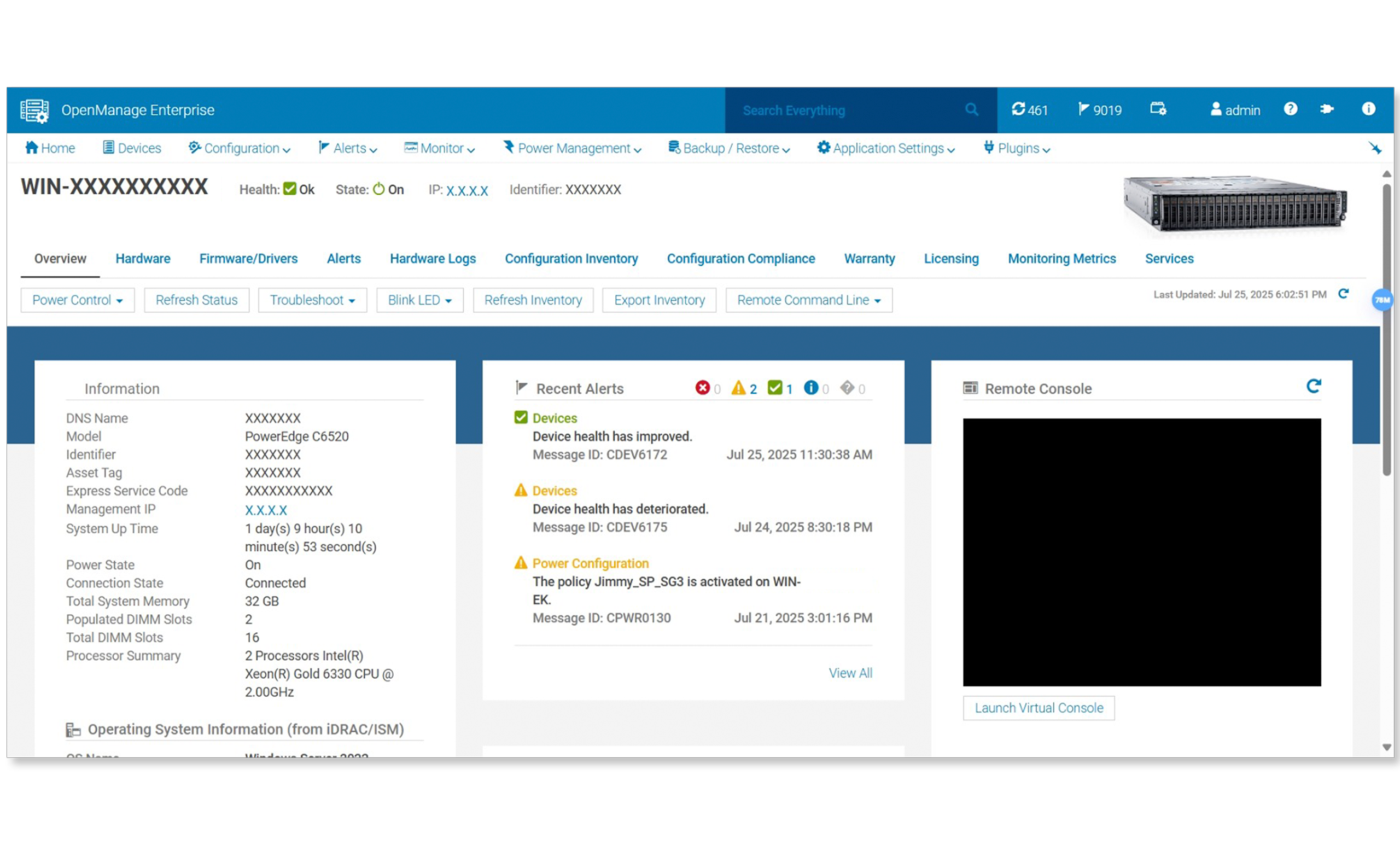 Service Tag of PowerEdge server in OpenManage Enterprise