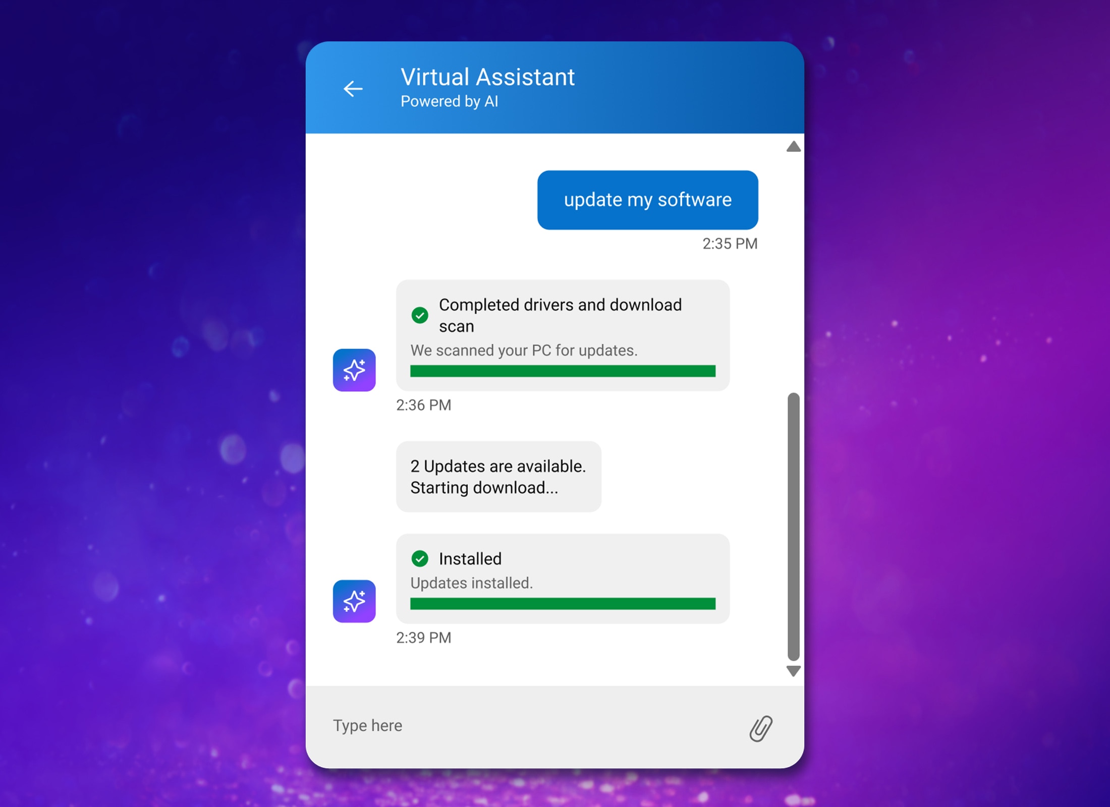 SupportAssist Virtual Assistant Chat Window