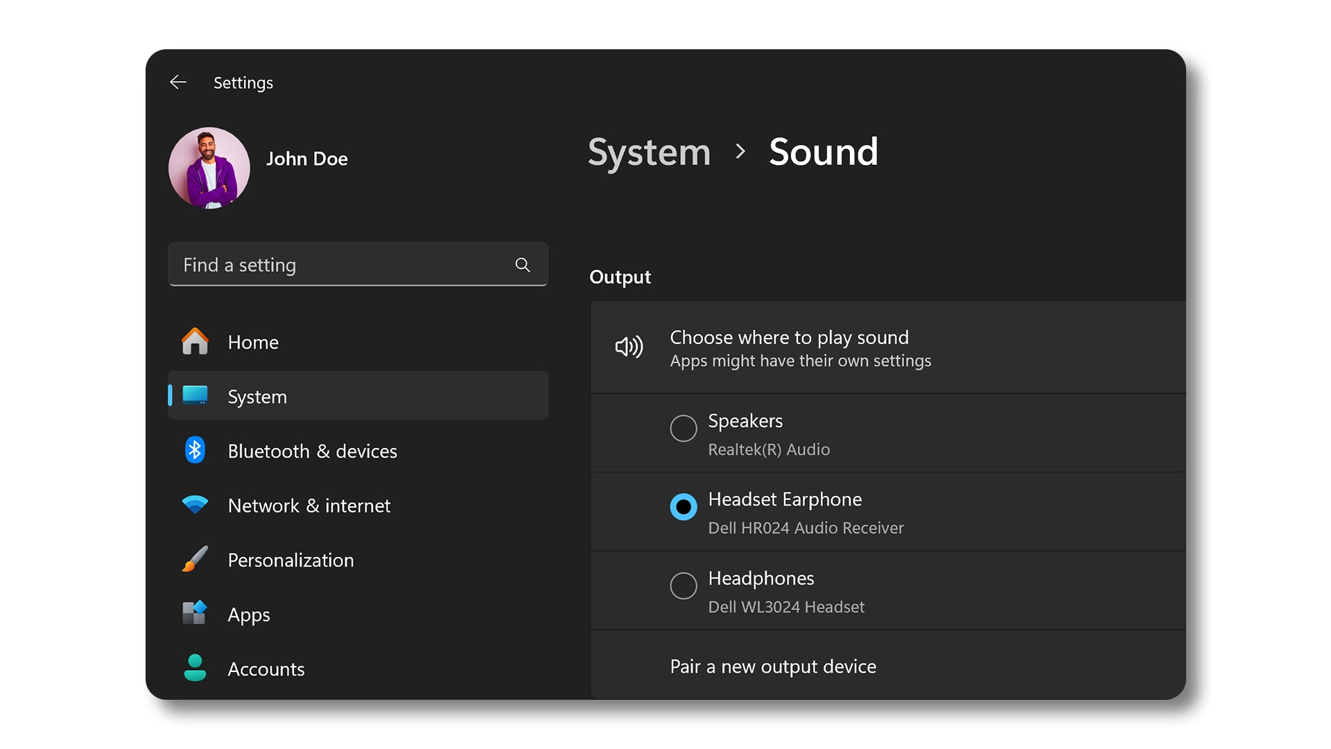 choose where to play sound