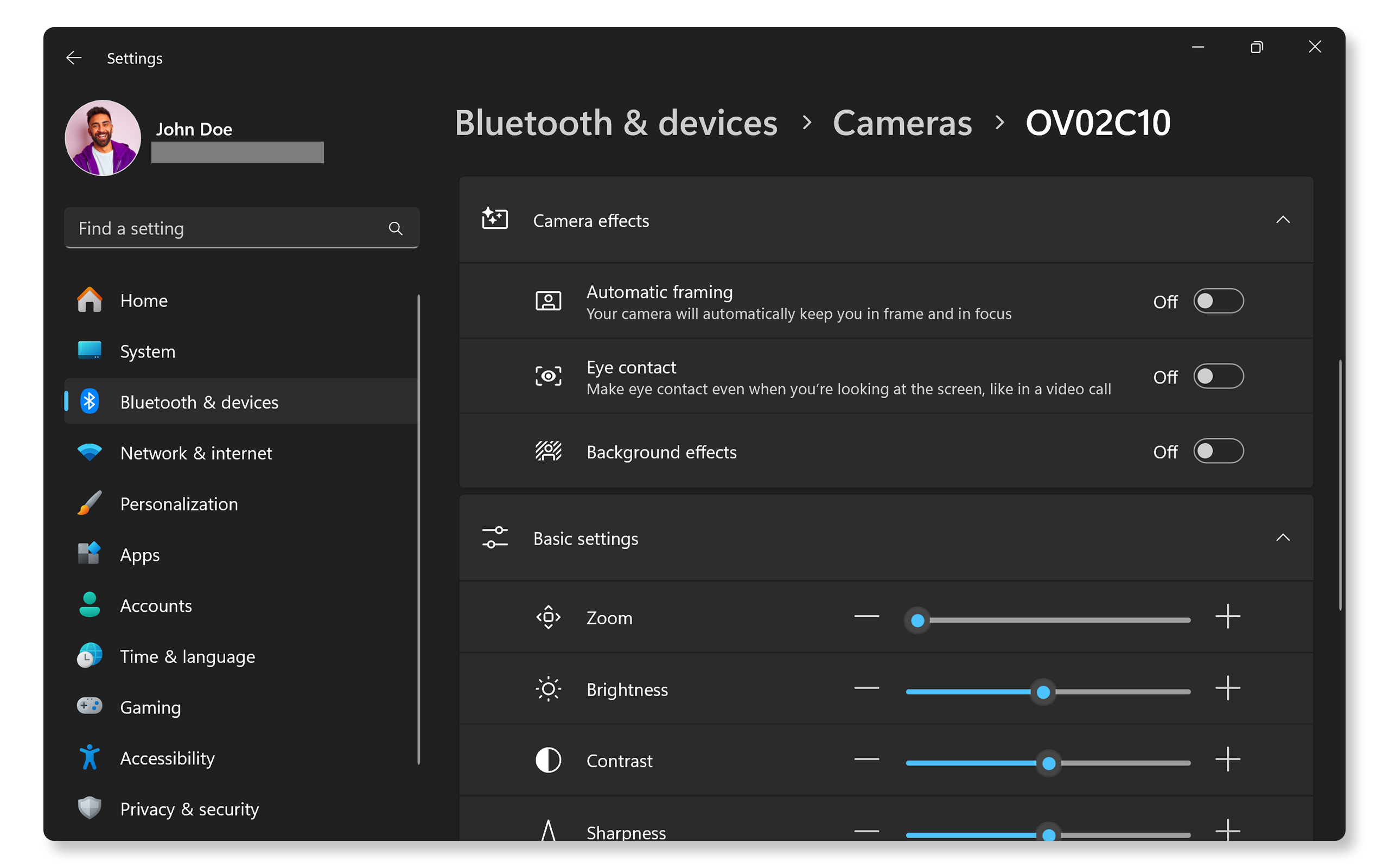 Adjust camera effects and settings in Windows