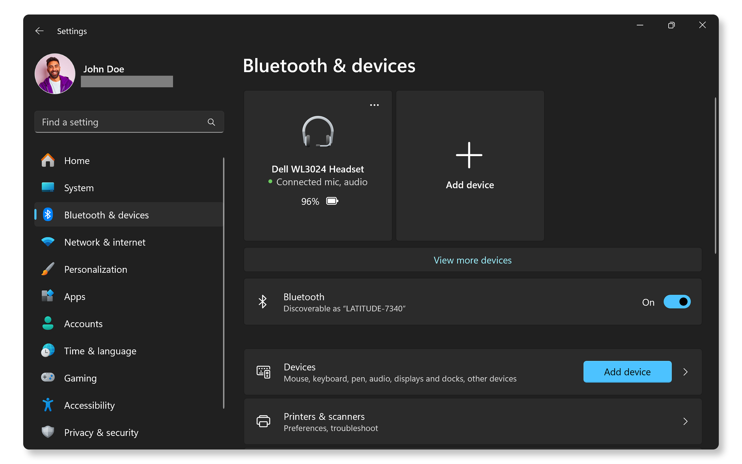 Add Bluetooth device in Windows