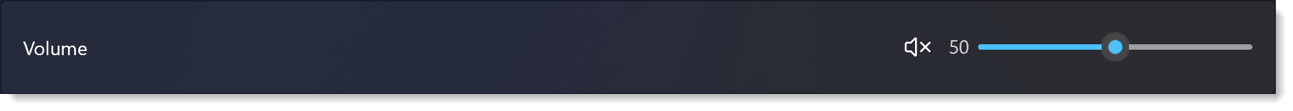 Volume slider in Windows Settings app showing the muted volume icon