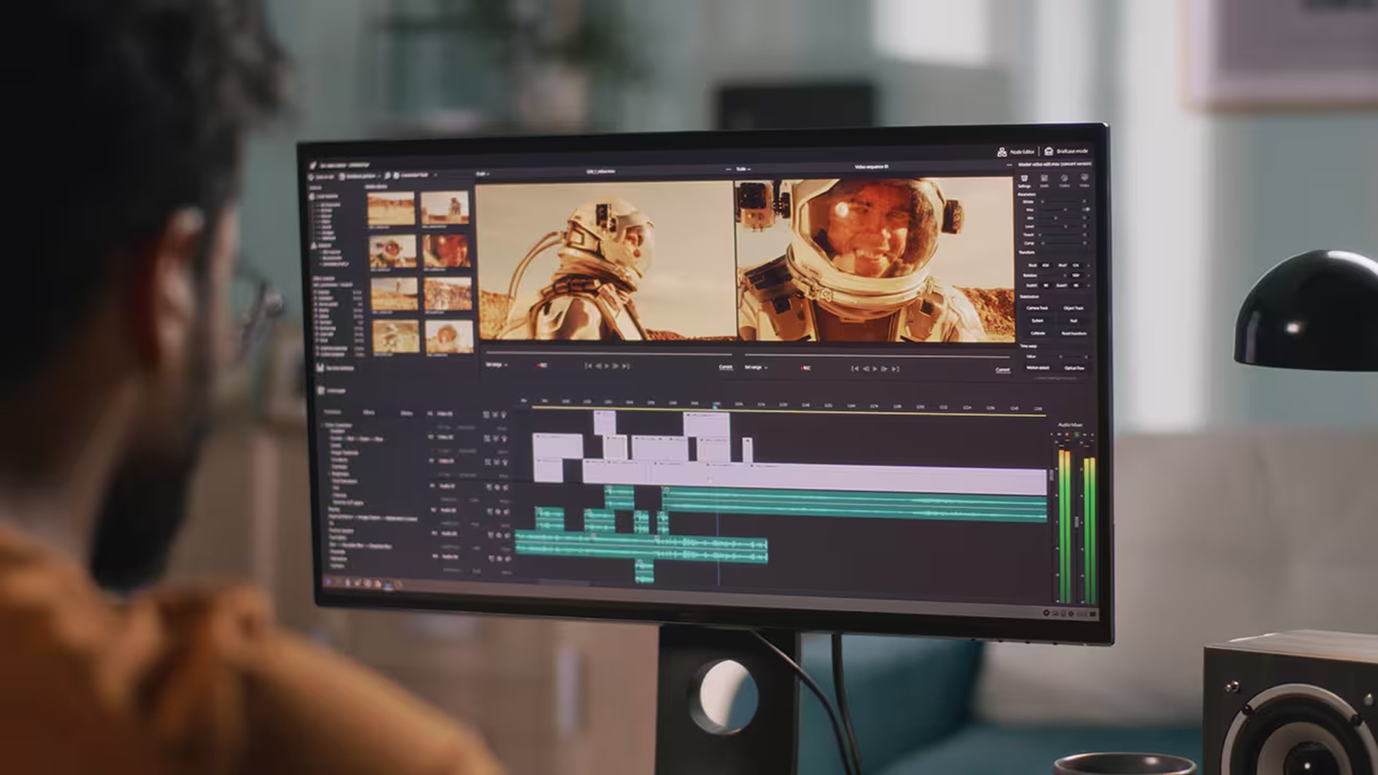 Image of a man editing video