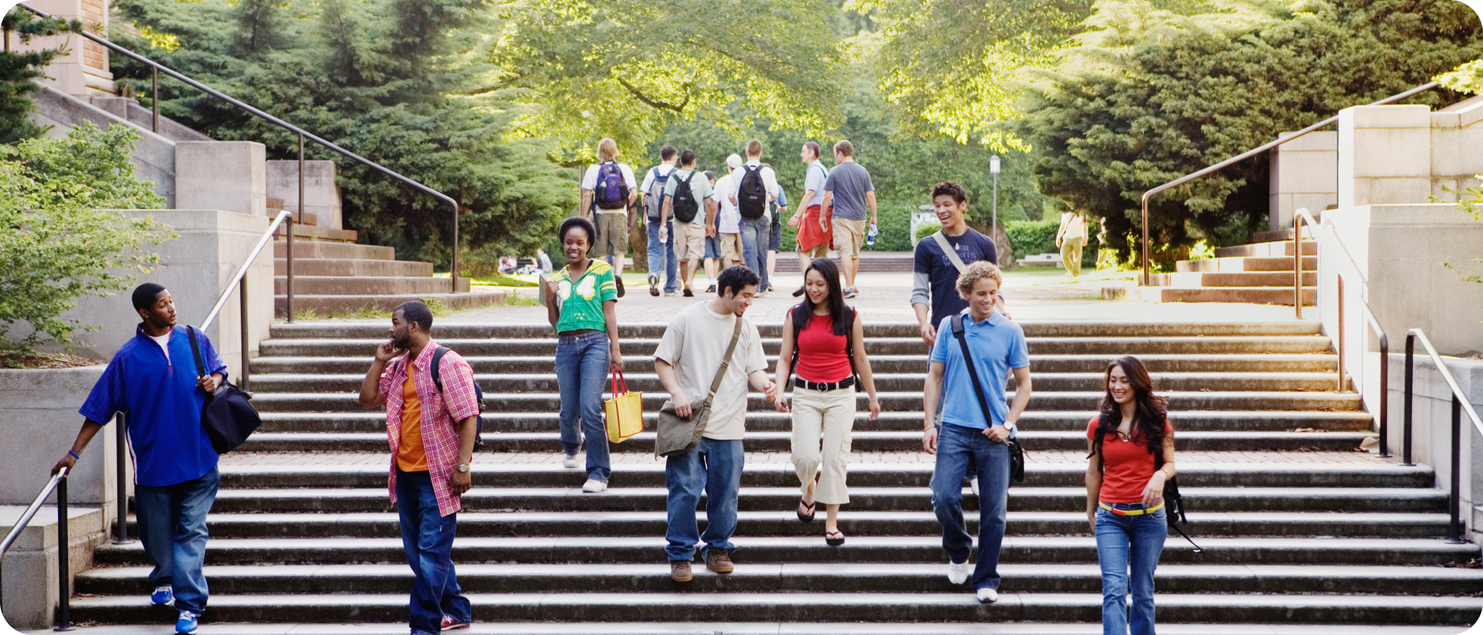 College Students Descending Stairs