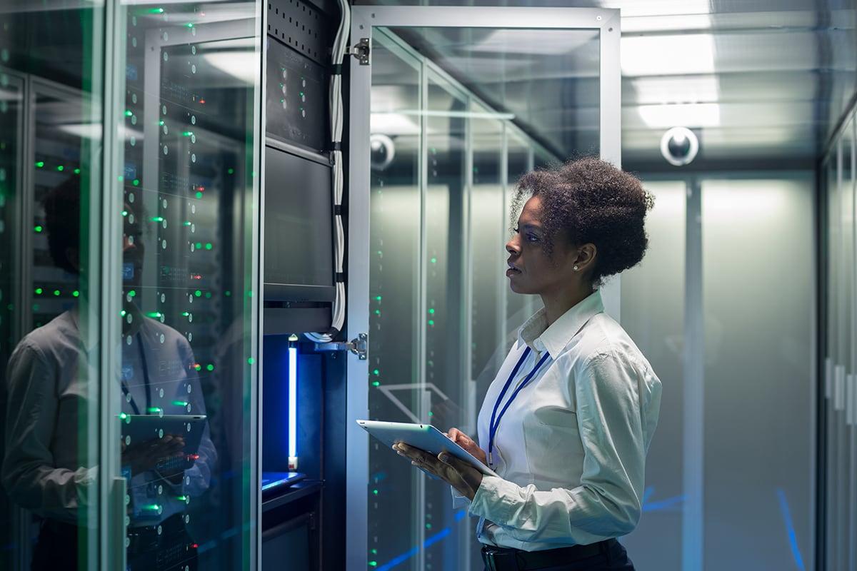 Woman in Data Center