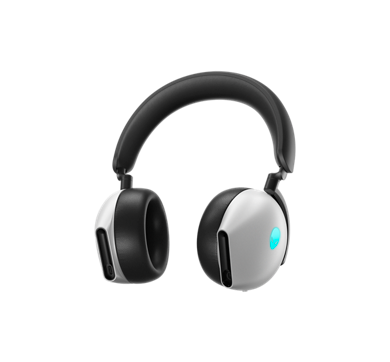 Picture of a white Dell Alienware Gaming Headset with the blue Alienware logo visible.