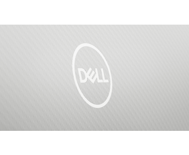 Picture of Dell logo on a gray material.