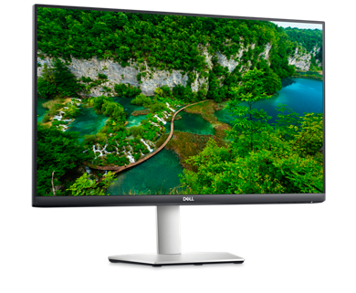 Picture of a Dell S2723HC Monitor with a nature landscape on the background.