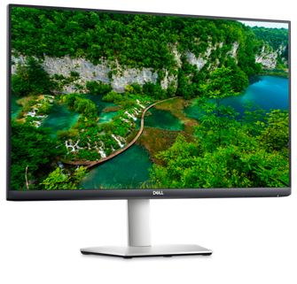 Photo d’un écran Dell S2723HC présentant un paysage de nature en arrière-plan.